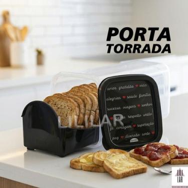 Imagem de Pote Porta Torrada e Biscoito Bandeja Servir Café da Manhã Organização