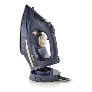 Imagem de Ferro De Passar Oster A Vapor Sem E Com Fio Base Cerâmica Azul 220v, 2