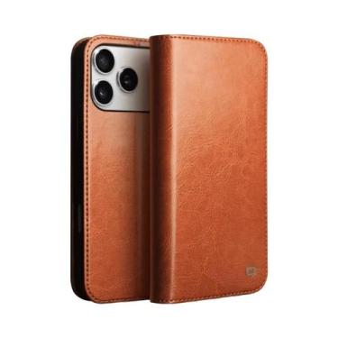 Imagem de Capa Flip De Couro Genuíno Artesanal Para iPhone 17 pro Max Air Com Co