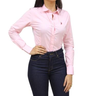 Imagem de Camisa Feminina Lisa Rosa Manga Longa Austin 36692