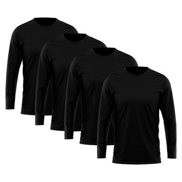 Imagem de Kit 4 Camisetas Masculina Manga Longa Algodão Premium-Masculino