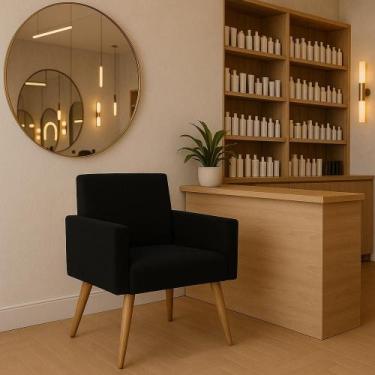 Imagem de 1 Poltrona Decorativa Para Recepção Consultório Manicure Barbearia Lin