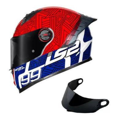 Imagem de Capacete ls2 ff358 pro tiempo branco e vermelho c/ viseira fumê extra,