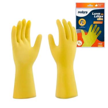 Imagem de Par De Luvas Nobre Látex P P- Agentes Químicos Resistente E Segura Amarelo