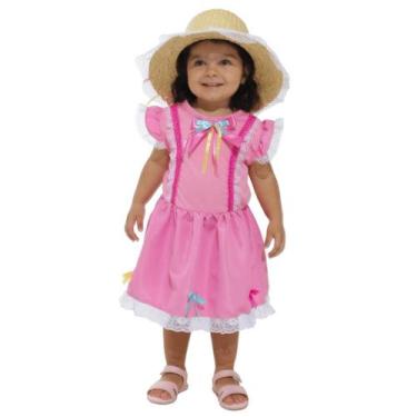 Imagem de Vestido Festa Junina Bebê Fantasia Caipira Rosa Com Chapéu - Sulameric