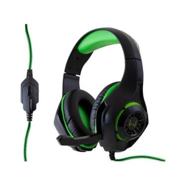 Imagem de Headset Gamer Warrior Rama P3+USB Stereo Adaptador P2 LED Verde - PH29