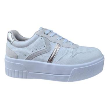 Imagem de Tênis Plataforma Feminino Ramarim Floter e Napa Metalizado, 35, Branco