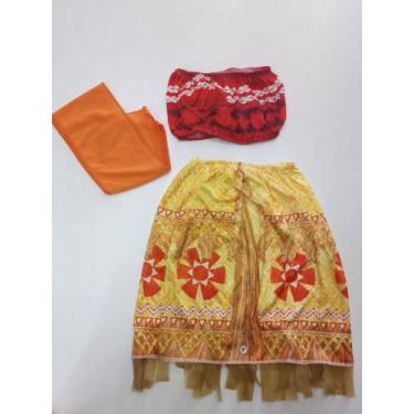 Imagem de Fantasia Moana Infantil Kit Saia Top Blusinha Cinto Princesa FANT142 R