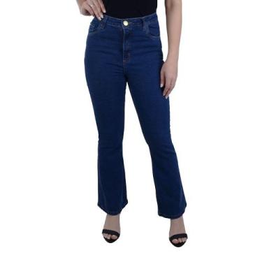 Imagem de Calça Feminina Ouzzare Jeans Flare Azul Marinho - ZZ8061, 46, Azul