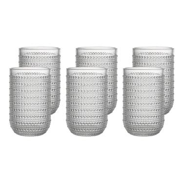 Imagem de Jogo de Copos Esfera 6 Peças 430ml de Vidro Decorado com Relevo Transparente Haus Concept