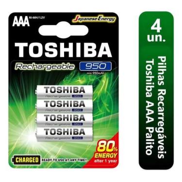 Imagem de KIT 4 PILHAS RECARREGÁVEIS AAA 1,2V 950mAh - TOSHIBA