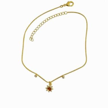 Imagem de Tornozeleira pingente sol banhada a ouro 18k - Della Fiori Semijoias