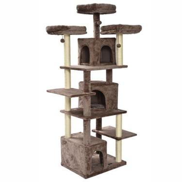 Imagem de Arranhador de gato grande, luxuoso, multifuncional com três casas, trê