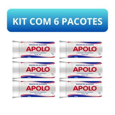 Imagem de Kit c/6 Disco de Algodão Apolo 35g Para o Rosto Limpeza Facial Remoção