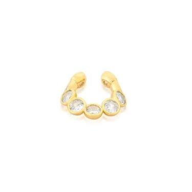 Imagem de Piercing Unitário com Cravação Inglesa de Cristal Banhado a Ouro - VID
