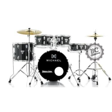 Imagem de Bateria Michael Trinity Black DMT218BK com Bumbo 18,10,12,14 com Ferra