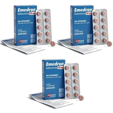Imagem de 3 Emedron 10mg Antiemético Para Cães e Gatos Agener União Comprimidos