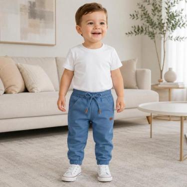 Imagem de Calça Infantil Menino Divertto Jogger em Molecotton Denim c/ Elastano 