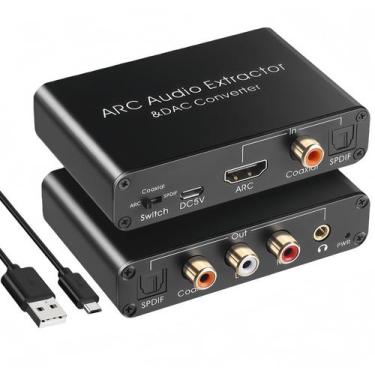 Imagem de Extrator de Áudio QIMIAOUS HDMI ARC DAC Conversor 192KHz