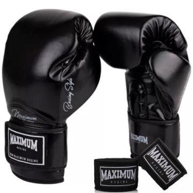 Imagem de Kit Luva Boxe Muay Thai Classic Kickboxing Classic Black + Bandagem 3M