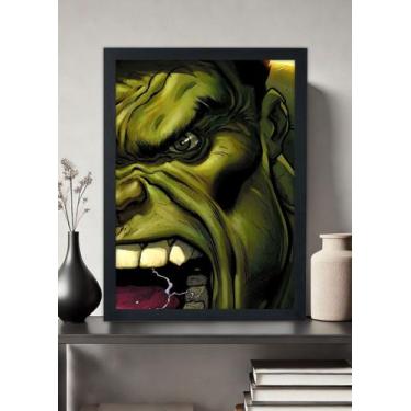 Imagem de Quadro Heroi Marvel - Hulk agressivo - Com vidro Tamanho:21cm x 30cm (