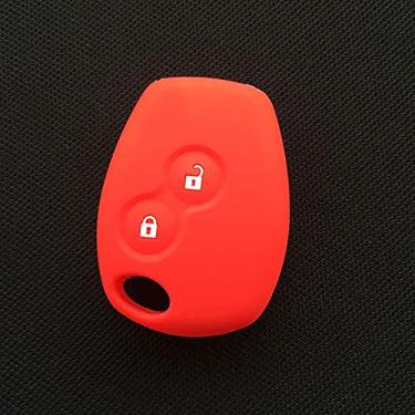 Imagem de YJADHU Porta-chaves de silicone para proteção do porta-chaves do carro Porta-chaves porta-chaves, adequado para Renault Clio Scenic Megane Duster Sandero Captur, vermelho