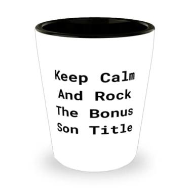 Imagem de Lindos presentes de Stepson, Keep Calm And Rock The Son Title, copo de shot brilhante para filho do pai