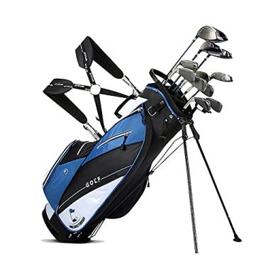 Imagem de Yajun Bolsa masculina feminina para suporte de golfe, portátil, ultraleve, impermeável, bolsa para bagageiro de golfe, alça de ombro, pacote de viagem com 14 bolsos, azul