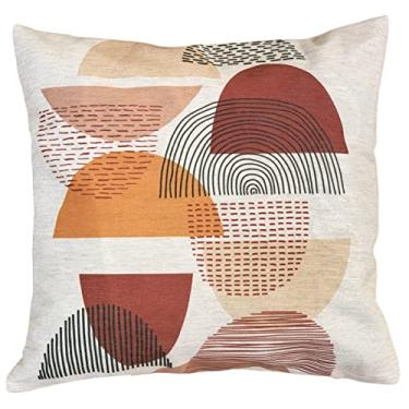Imagem de Capa Almofada De Linho Rústico Estampa Terracota África 45x45 (Figuras)