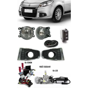 Imagem de Kit Farol de Milha Neblina Renault Sandero 2012 2013 2014 + Kit Xenon 6000K 8000K ou Kit Lâmpada Super LED 6000K
