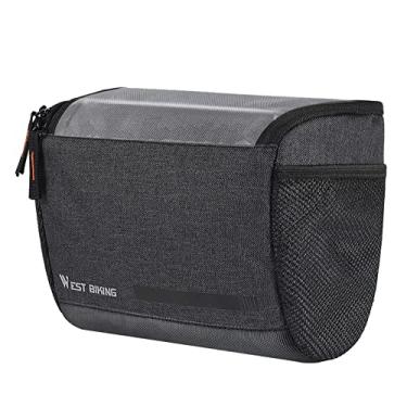 Imagem de Bolsa de guidão de, bolsa frontal de suporte de telefone com tela sensível ao toque, bolsa de armazenamento de