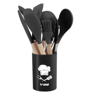 Imagem de Kit Utensílios Cozinha Silicone Com Suporte 12 Pçs Colheres