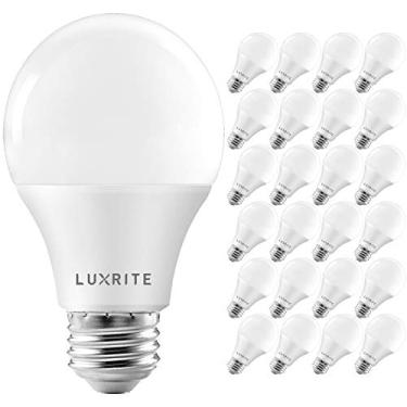 Imagem de Luxrite Lâmpada de LED A19 equivalente a 75W, 1100 lúmenes, branco macio 2700K, lâmpadas LED padrão reguláveis 11W, classificação de luminária fechada, Energy Star, base média E26 - interior e externo (pacote com 24)