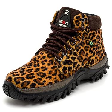 Imagem de Tênis Feminino Coturno Onça Anna Andrade Bota Casual Adventure Dia a Dia Cor:Marrom;Tamanho:42;Gênero:Feminino