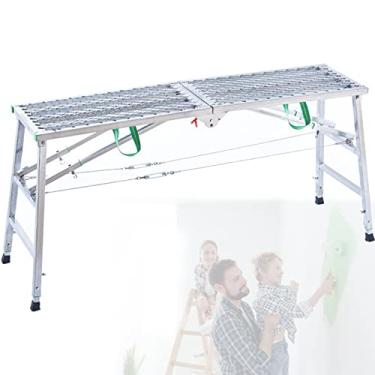 Imagem de Equipamento de andaime, escadas de andaime dobráveis ajustáveis portáteis, torre de andaime, andaime de plataforma de trabalho para lavagem de carro, pintura, aquário, galhos de aparar, renovar (malha de corda dupla)