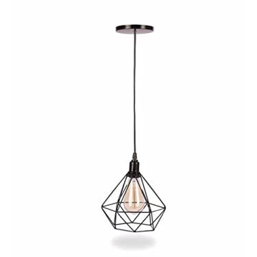 Imagem de Luminária de Teto Pendente Modelo Diamante Aramado Preto - Brasil decor