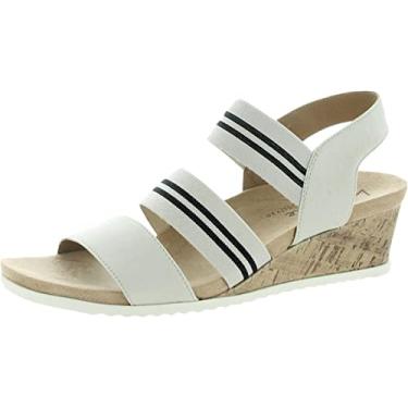Imagem de LifeStride Sandália anabela feminina Sunshine Stripes Slingback, Osso, 8.5