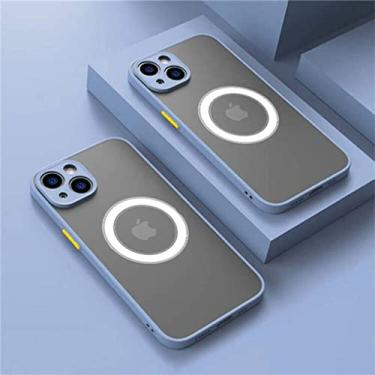 Imagem de Capa de carregamento magnético sem fio fosco para iPhone 14 13 12 11 Pro Max Mini XS XR Capa à prova de choque, cinza, para iPhone 12 Mini