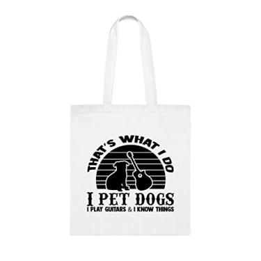 Imagem de I Pet Dogs Play Guitars, Presente para Cães, Aniversário, para Cães, Bolsa de Ombro para Cães, Sacola Reutilizável para Cães, Branco