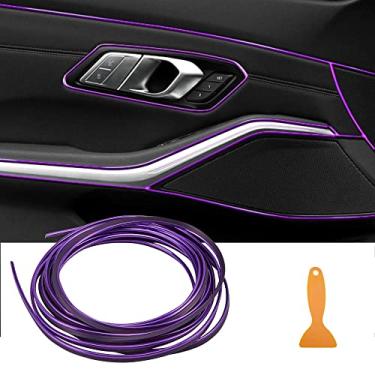 Imagem de TOMALL Carro Interior Fita de moldagem Carro Decorativo Enchimento Tiras 5 m (16 pés) Flexível Eletrogalvanização Decoração Estilo Acessórios de Painel com Ferramenta de Instalação (Roxo)