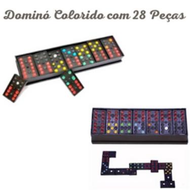 Jogo De Dominó Colorido 28 Peças 6 Cores Lata Double Six