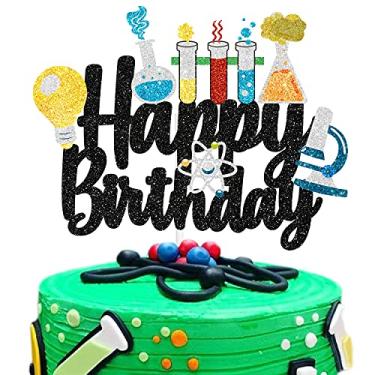 Imagem de LIANGSS Topo de Bolo Químico para Experimento - Suprimentos de Decoração de Festa de Aniversário Temáticos - Bicolor Preto - 1 Unidade