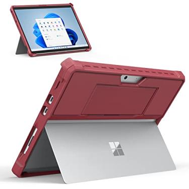 Imagem de MoKo Capa para tablet Microsoft Surface Pro 8-13 polegadas com tela sensível ao toque versão 2021 - Capa protetora robusta com alça de mão e compatível com teclado tipo capa, vermelho papoula