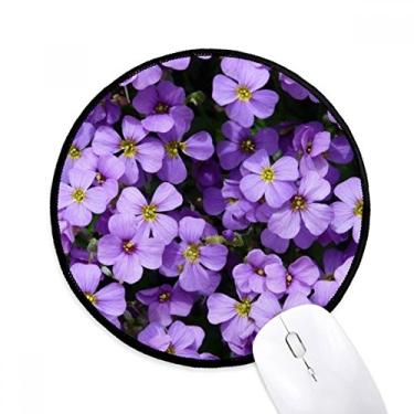 Imagem de Tapete de mouse romântico bonito flores roxas tapete redondo para computador