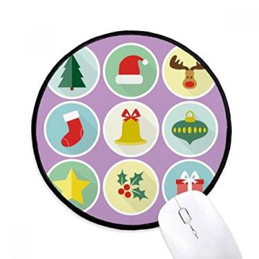 Imagem de Tapete de mouse com ilustração verde de árvore de Natal circular para computador