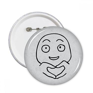 Imagem de Emblema de coração preto padrão feliz pinos redondos crachá botão decoração acessório 5 peças