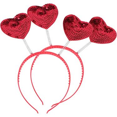 Imagem de 2 Unidades Faixa De Coração Namorados Tiara De Lantejoulas Argola De Cabeça Feminina Faixa De Cabelo De Lantejoulas De Cupido Tiara De Coração Modelagem Mulheres Decorar