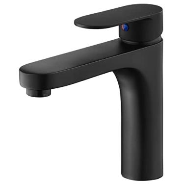 Imagem de LIDON Torneira preta banheiro preto único furo torneira de banheiro torneira de banheiro alta torneira de pia preta torneira de banheiro torneira de furo único preto para banheiro, preto A (cor: preto A)