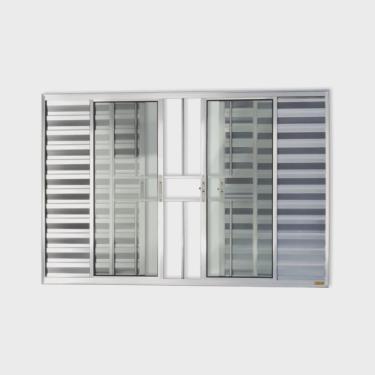 Imagem de Janela de Aluminio Veneziana de Correr 100x150cm 6 Folhas com Grade e Vidro Liso Confort Brimak