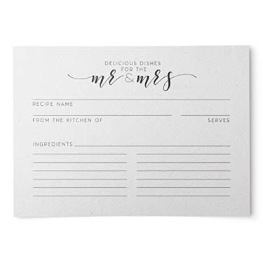 Imagem de Cartões de receitas para chá de bebê recém-casados e noivos da Dashleigh, 48 cartões, 10 x 15 cm, resistente à água e dupla face, Vintage Newlywed